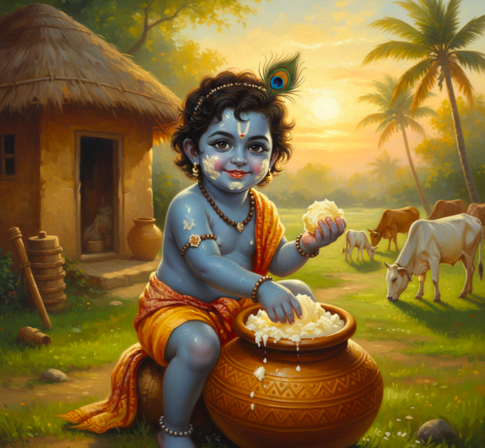 Illustration for Krishna and the Butter