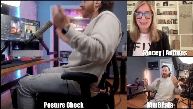 Posture consult video call with Anthros team helping a customer fix their workspace setup