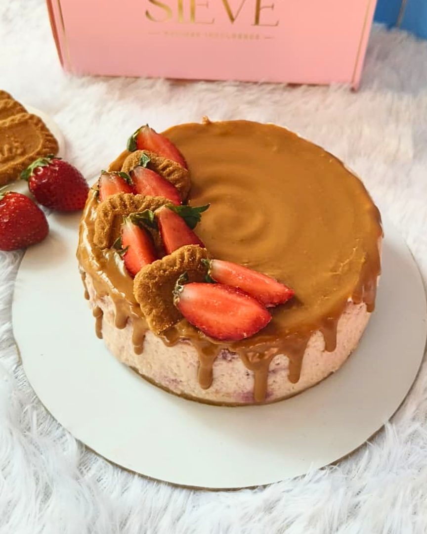 Strawberry Biscoff Cheesecake — Sieve Patisserie, handcrafted desserts Mumbai and Goa
