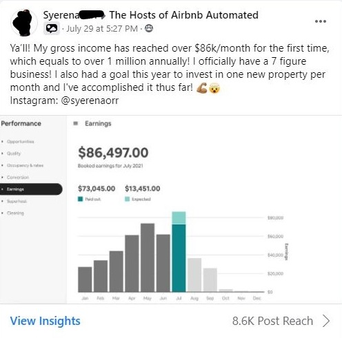 Syerena — $86,497 July 2021, 7-figure annual business