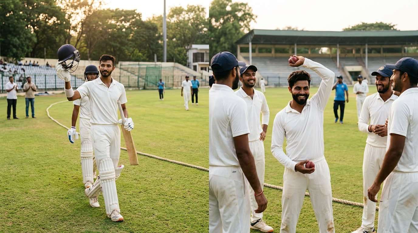 Padikkal Shines with Century, Jadeja’s Antics Lighten Mood in India's Warm-up