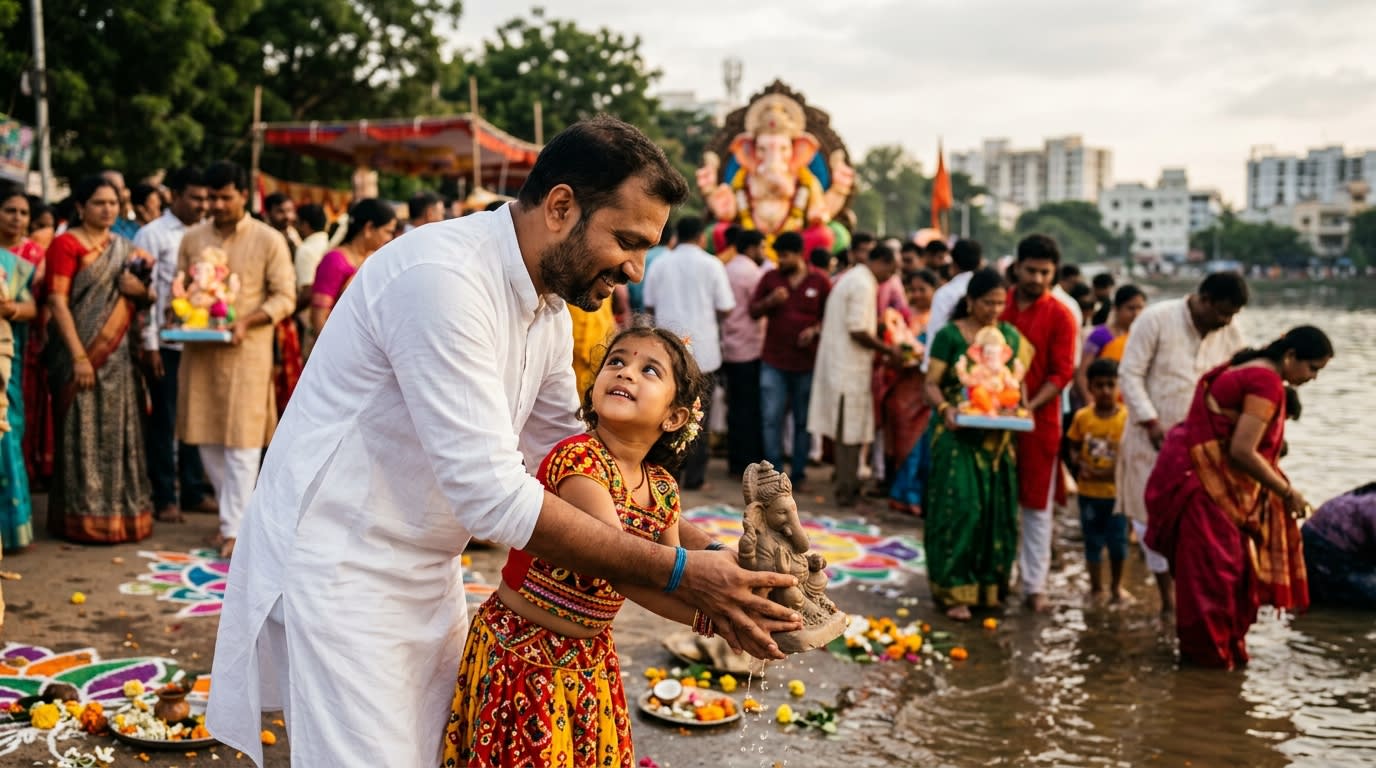 Allu Arjun Shares Precious Ganesh Visarjan Moments with Daughter Amidst Busy Film Schedule