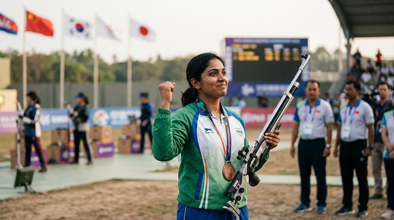 Kerala's Vidarsa Vinod Scripts History with Asian Games Shooting Medal