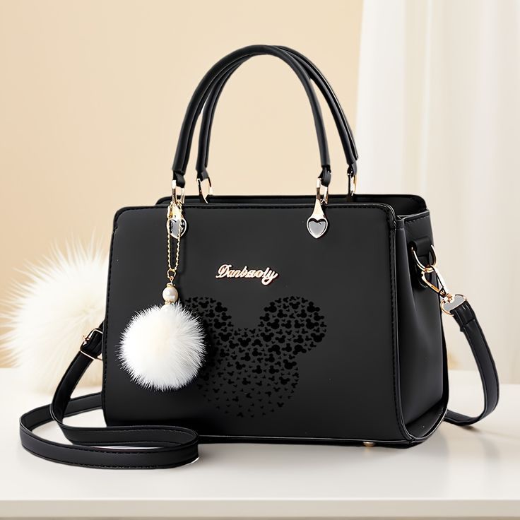 Sac à Main Élégance Noir – Pompon Chic