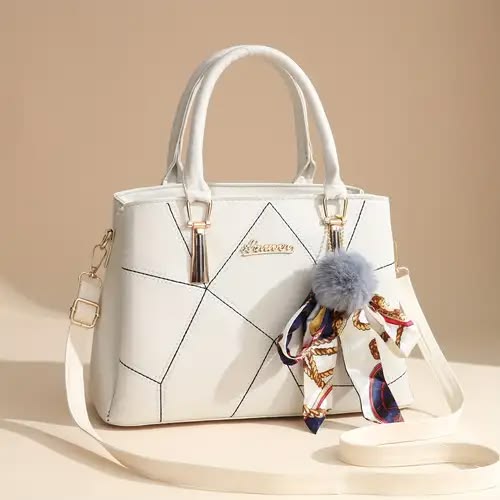 Sac à Main Blanc Luxe – Foulard Élégant