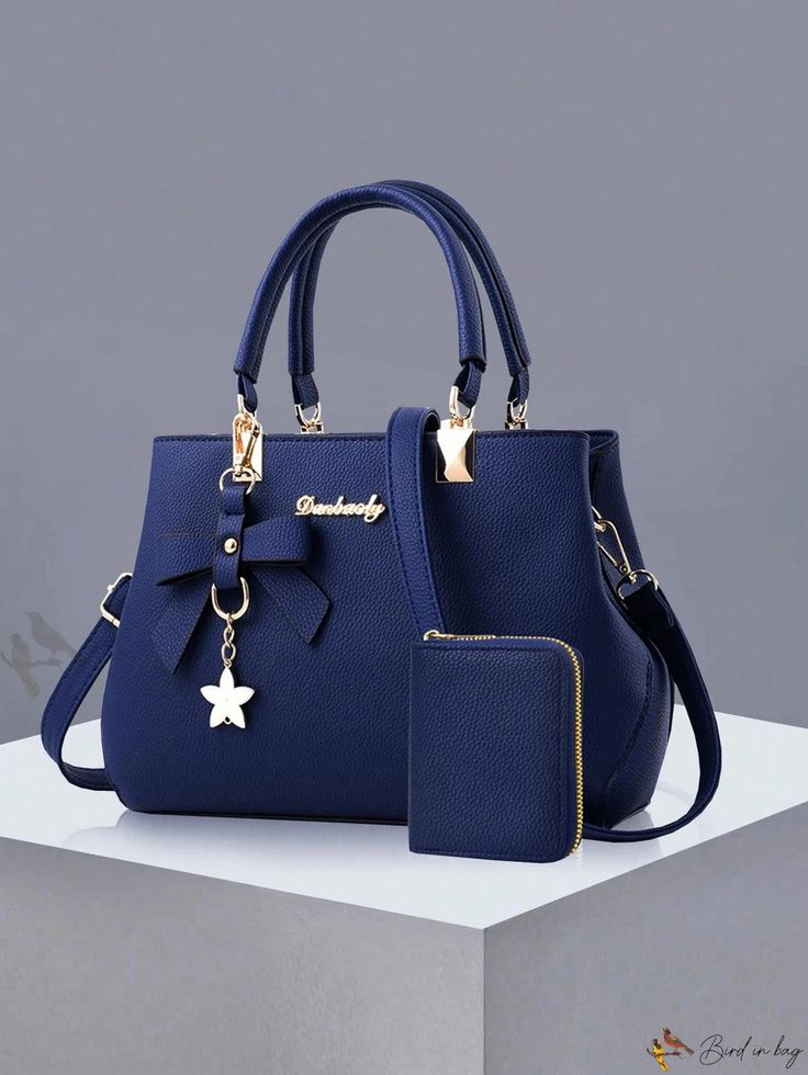 Sac à Main Bleu Prestige – Ensemble Sac + Portefeuille
