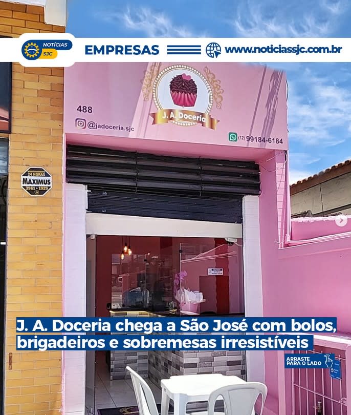 Fachada da loja física J. A. Doceria