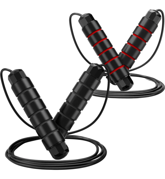 Cuerda de Saltar Ajustable y Anti enredos con Rodamientos: Ideal para Fitness en Casa para Todas las Edades 2 Unidades en la caja