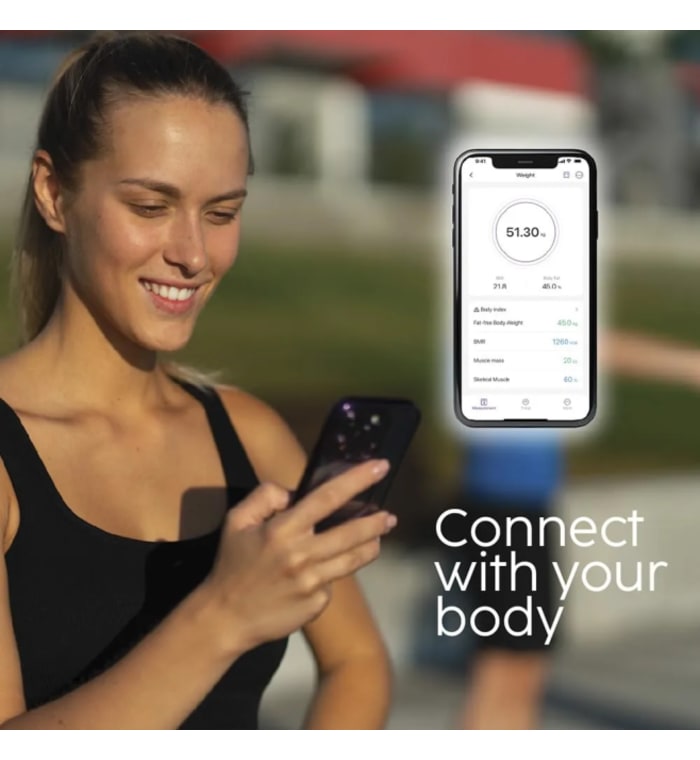 CUBITT - Báscula de peso digital inteligente, analizador de composición corporal, IMC, masa muscular, báscula de grasa corporal con sincronización de aplicación para teléfono inteligente con Bluetooth