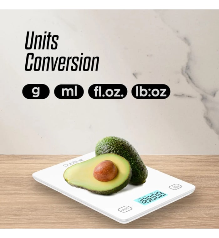 CUBITT Báscula inteligente de cocina, báscula de alimentos Bluetooth con calculadora nutricional para ceto, macro y calorías, gramos digitales y onzas para pérdida de peso, cocinar y hornear