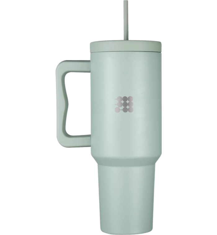 Botella Cubitt aislado de acero inoxidable de 40 oz con asa y tapa con pajita, compatible con portavasos Color Verde menta