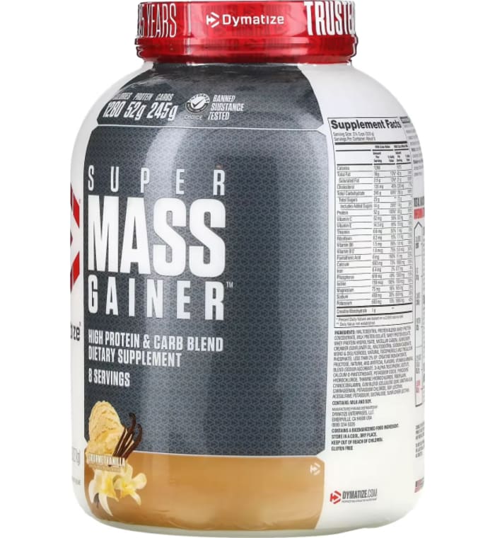 Proteina para Ganancias Masivas Dymatize, suplemento, Super Mass Gainer, Vainilla Gourmet, 6 libras