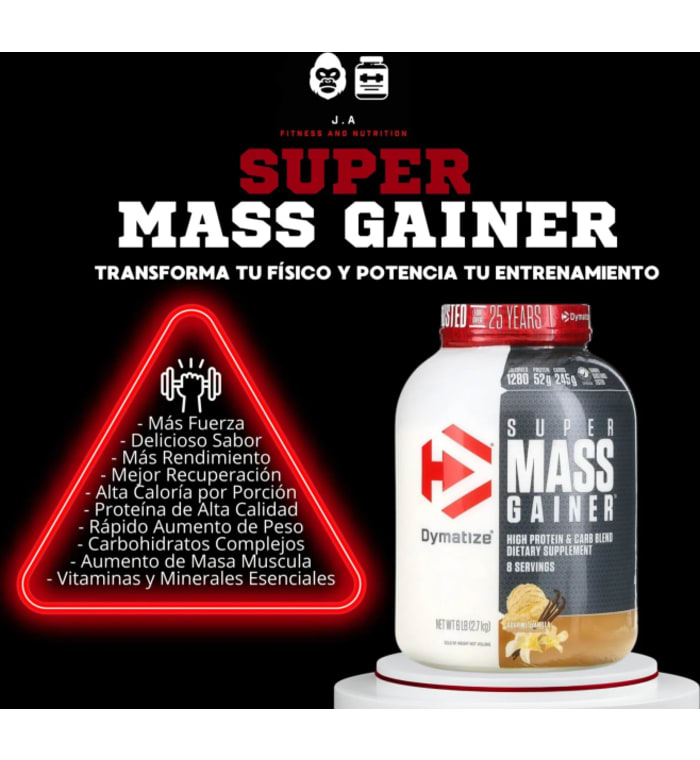 Proteina para Ganancias Masivas Dymatize, suplemento, Super Mass Gainer, Vainilla Gourmet, 6 libras