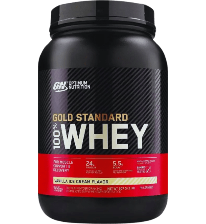 Proteina Optimum Nutrition, Gold Standard 100% Whey, Helado de vainilla, 2 lb