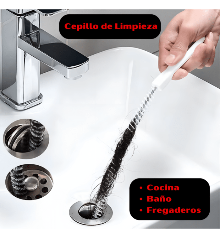 Cepillo Flexible para Limpieza Profunda de Tuberías: Ideal para Cocina, Baño y Fregaderos - Douvery