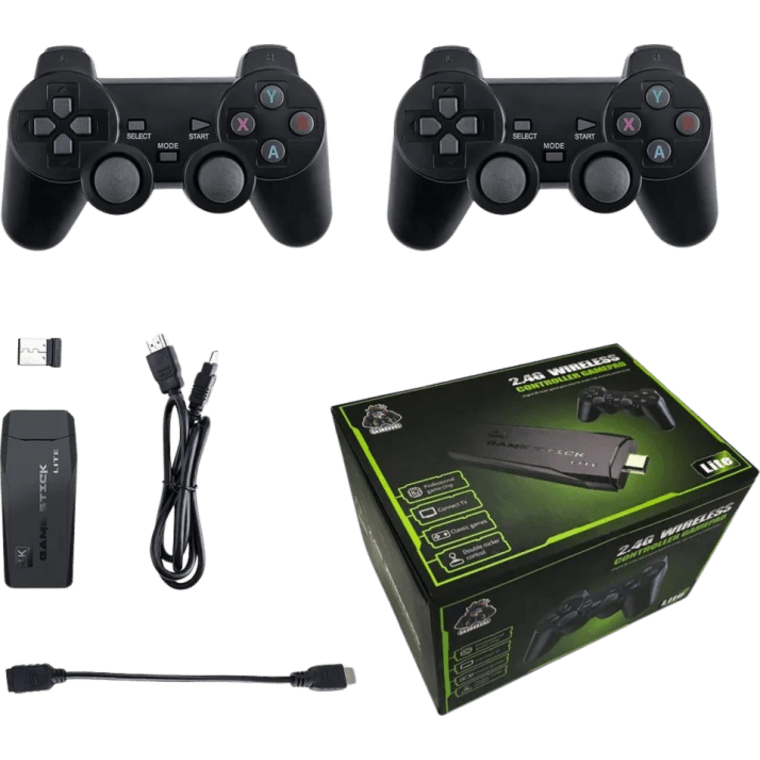 Product image of Consola de videojuegos 2.4G doble controlador inalámbrico Game Stick 4K 20000 juegos 64GB 32GB juegos Retro para TV, ideal para regalo - Douvery