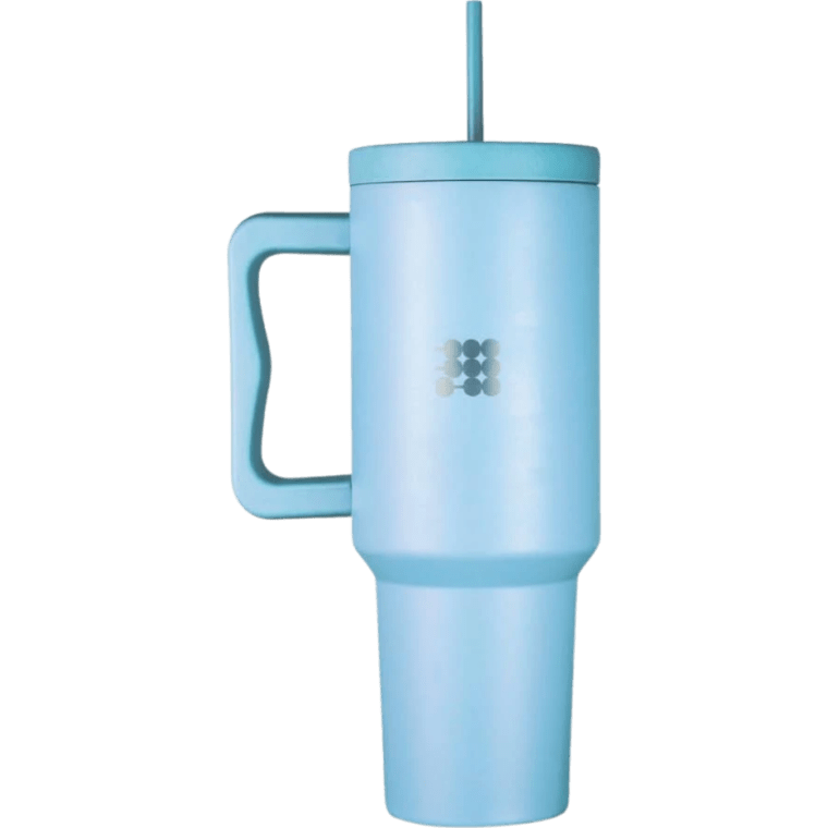 Product image of Botella Cubitt aislado de acero inoxidable de 40 oz con asa y tapa con pajita, compatible con portavasos Color Azul claro
