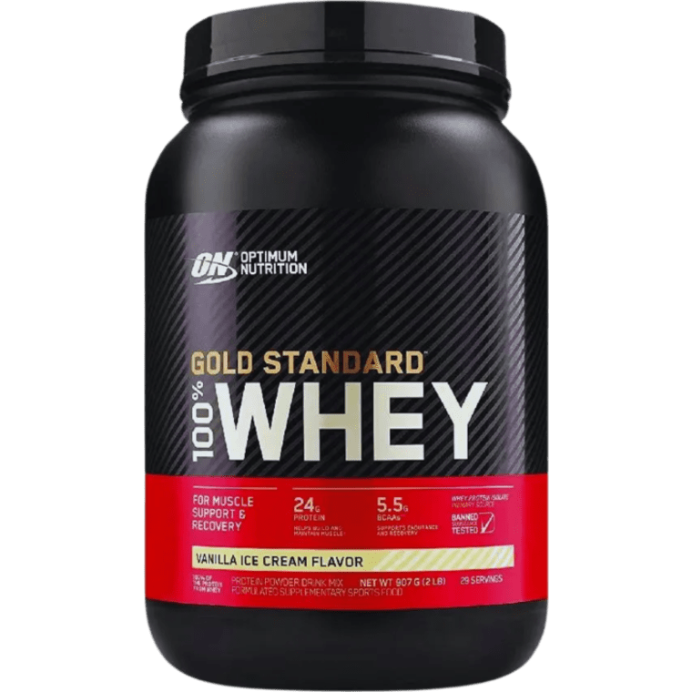 Imagen del producto Proteina Optimum Nutrition, Gold Standard 100% Whey, Helado de vainilla, 2 lb