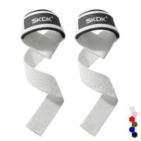 STRAPS SDK COLOR BLANCO: Correas de algodón para levantamiento de muñecas, correas de levantamiento de pesas con muñeca acolchada de neopreno y silicona antideslizante