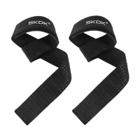 STRAPS SDK COLOR NEGRO: Correas de algodón para levantamiento de muñecas, correas de levantamiento de pesas con muñeca acolchada de neopreno y silicona antideslizante