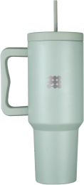 Botella Cubitt aislado de acero inoxidable de 40 oz con asa y tapa con pajita, compatible con portavasos Color Verde menta