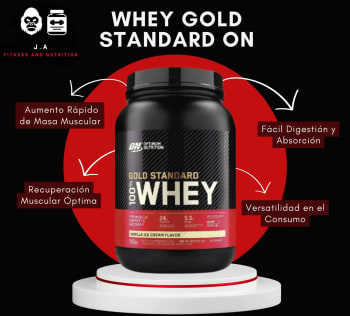 Proteina Optimum Nutrition, Gold Standard 100% Whey, Helado de vainilla, 2 lb