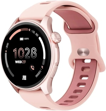 Reloj inteligente Cubitt Aura/rastreador de actividad física con pantalla táctil AMOLED de 1,43", llamadas Bluetooth, más de 60 deportes, oxígeno en sangre, frecuencia cardíaca, monitor de estrés/sueño, resistente al agua, contador de pasos, soporte para brújula | Rosa Oro Rosa
