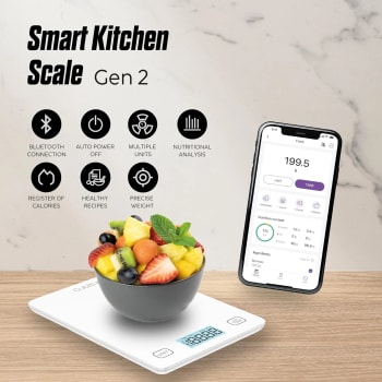 CUBITT Báscula inteligente de cocina, báscula de alimentos Bluetooth con calculadora nutricional para ceto, macro y calorías, gramos digitales y onzas para pérdida de peso, cocinar y hornear