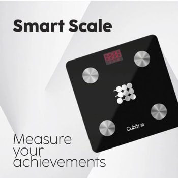 CUBITT - Báscula de peso digital inteligente, analizador de composición corporal, IMC, masa muscular, báscula de grasa corporal con sincronización de aplicación para teléfono inteligente con Bluetooth
