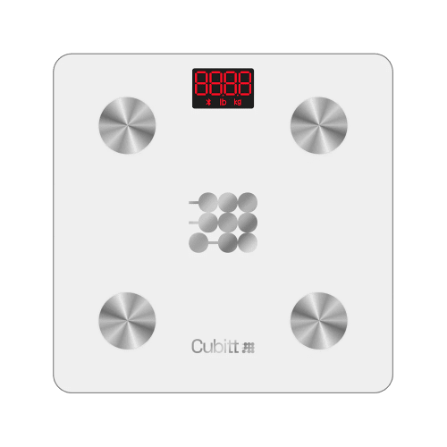 Product image of CUBITT - Báscula de peso digital inteligente, analizador de composición corporal, IMC, masa muscular, báscula de grasa corporal con sincronización de aplicación para teléfono inteligente con Bluetooth, Color blanco