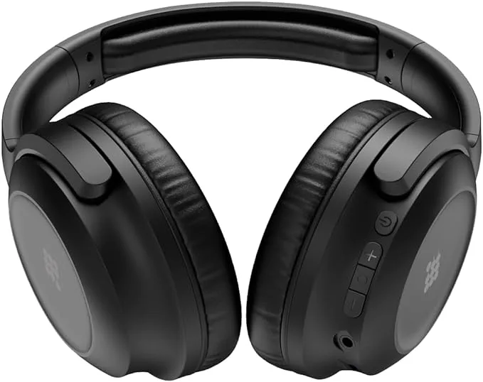 Cubitt Studio Auriculares con cancelación activa de ruido sobre la oreja con micrófono, sonido premium, extensibles y flexibles, carga rápida, batería de larga duración, plegables, color negro
