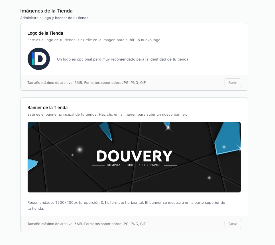 Personalización de imágenes de tienda en Douvery