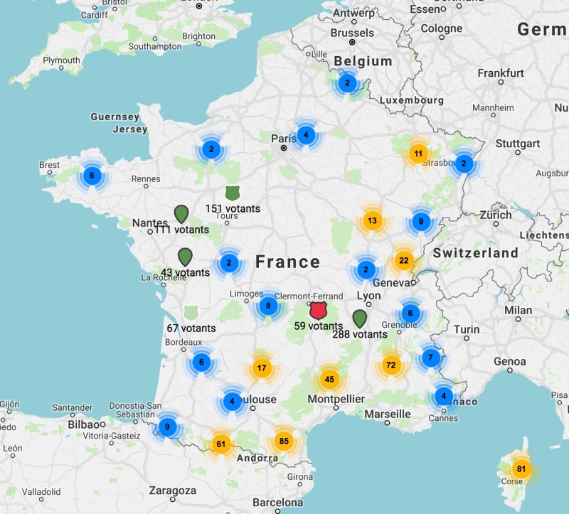 Carte élection européenne 2019 - les radicaux sur le climat