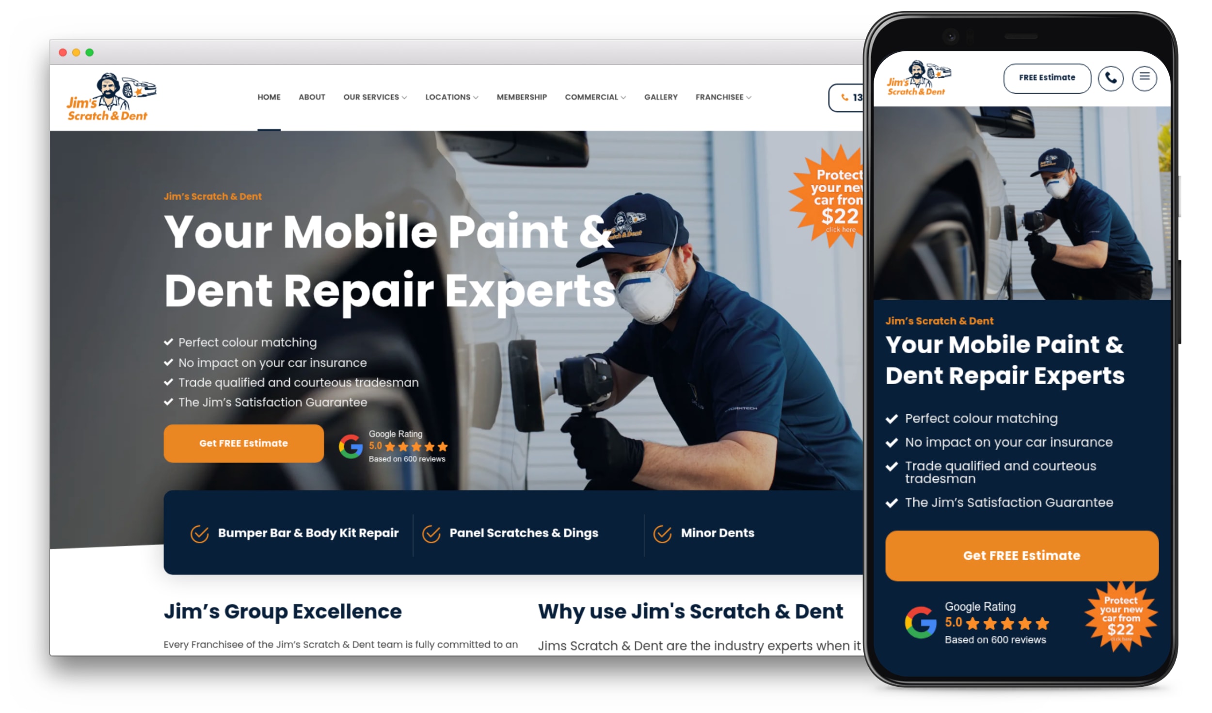 Jim’s Scratch & Dent website preview