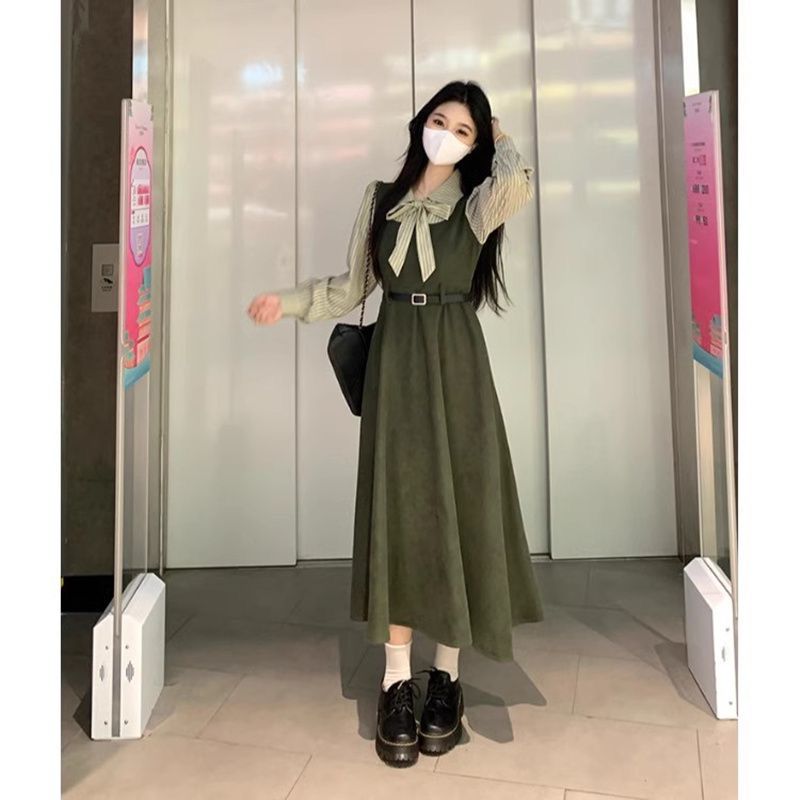 Elegant Vintage Korean Style Bow Midi Dress(PRE-ORDER ONLY) - 3
