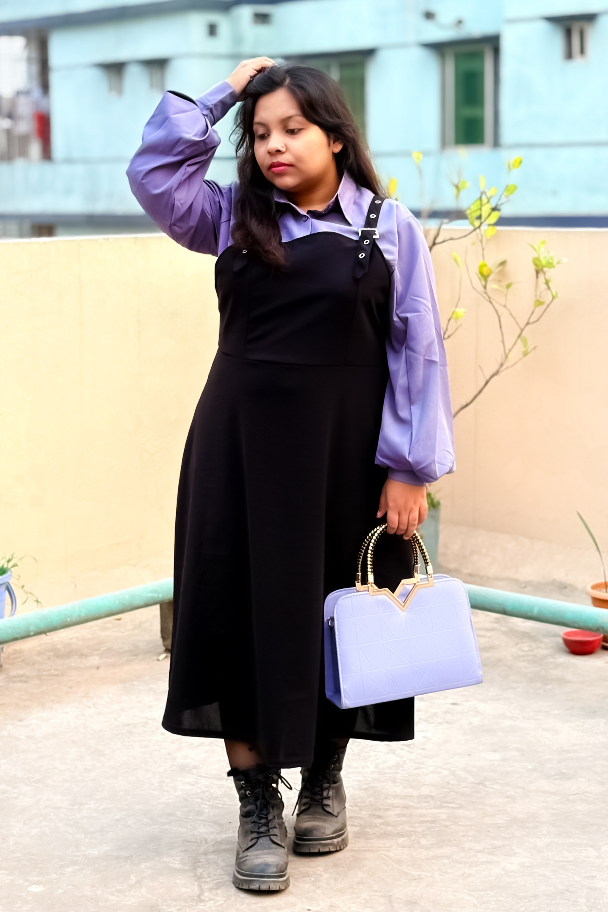 Classic Black Pinafore Korean Midi Dress(PRE-ORDER ONLY) - 3