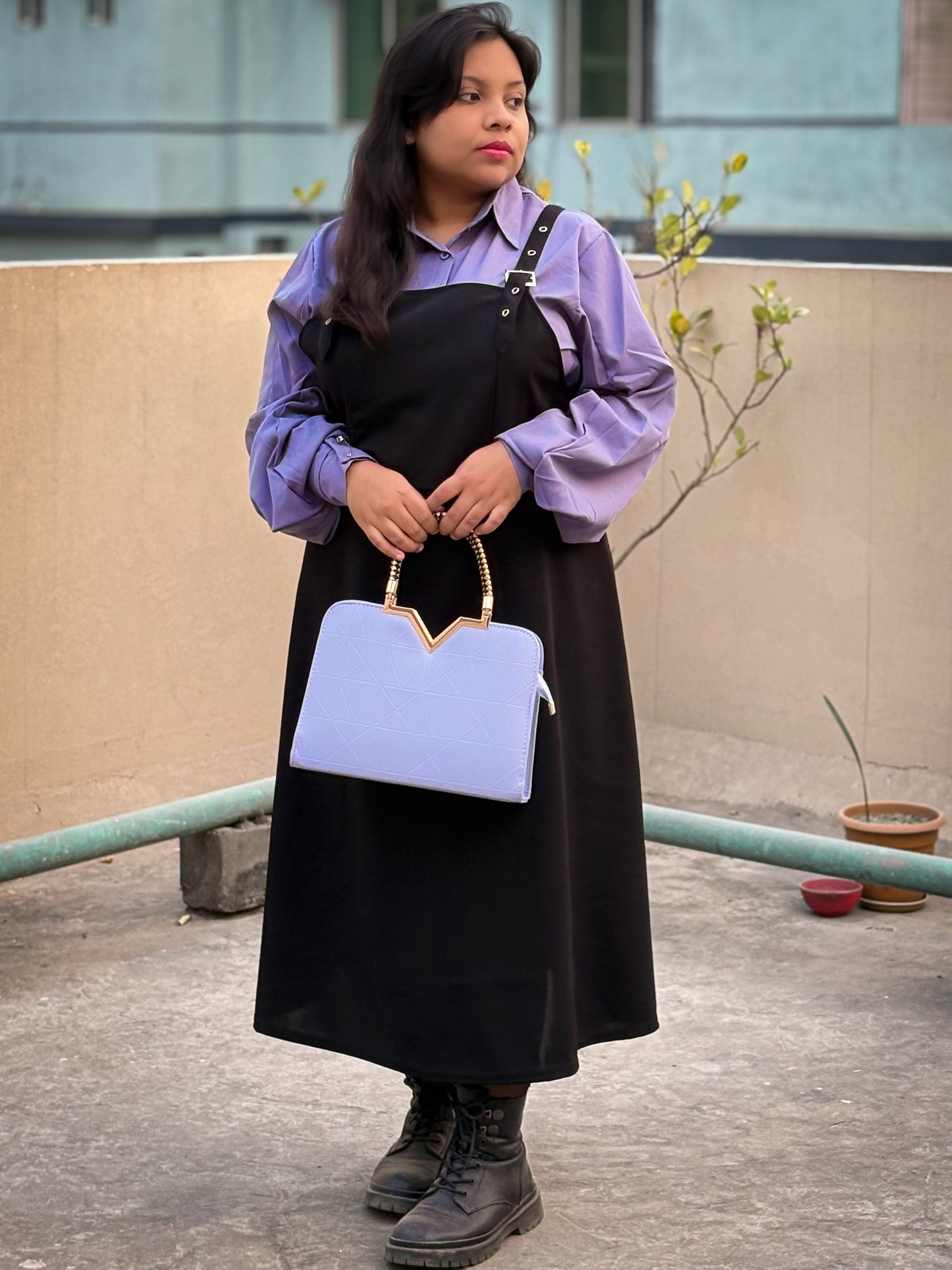 Classic Black Pinafore Korean Midi Dress(PRE-ORDER ONLY)