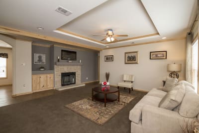 Brazos XL living room with fireplace