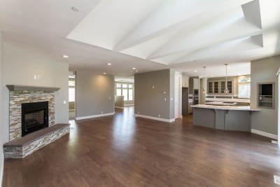 family room and kitchen