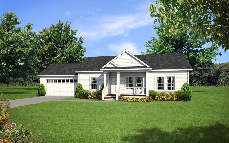 Barclay 4201 Optional Elevation with Site-built Two Car Garage and Porch