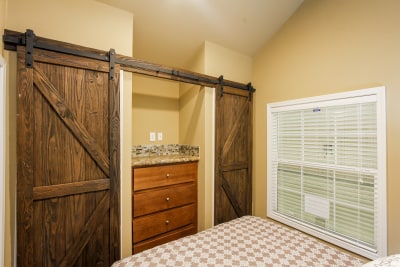 Park Model 529 master bedroom and barn door closet
