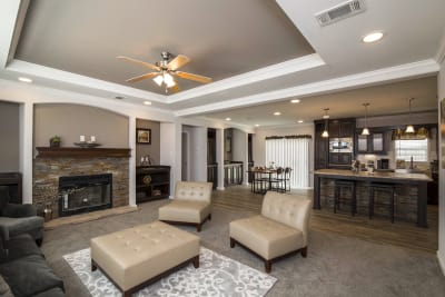 Hillcrest IV living room, dining room and kitchen