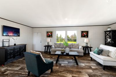 The Johnson living room, open concept manufactured home