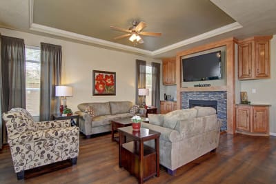 American Freedom living room with fireplace