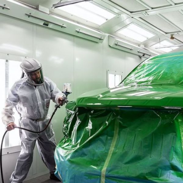 local panel beater spraying after a smash repair