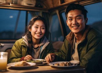 Having dinner in the van twilight.jpg
