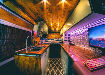 Geometric van interior design lighting wood.jpg