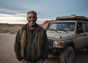Desert camping vanlife man evening.jpg