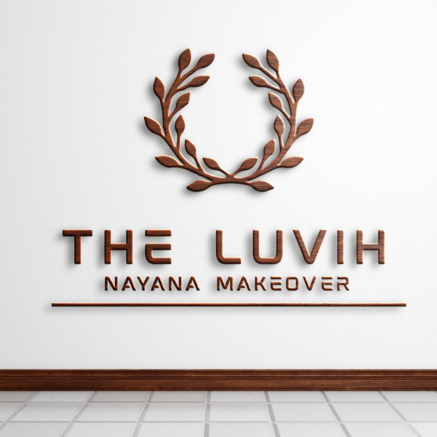 The Luvih Nayana Makeover logo design showcasing elegant typography and premium makeup artist brand identity
