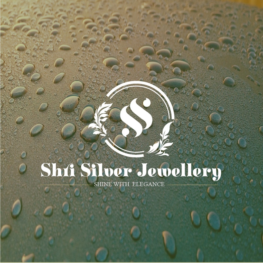 Shri Silver Jewellery logo design showcasing elegant typography and premium silver jewelry brand identity with the slogan shine with elegance